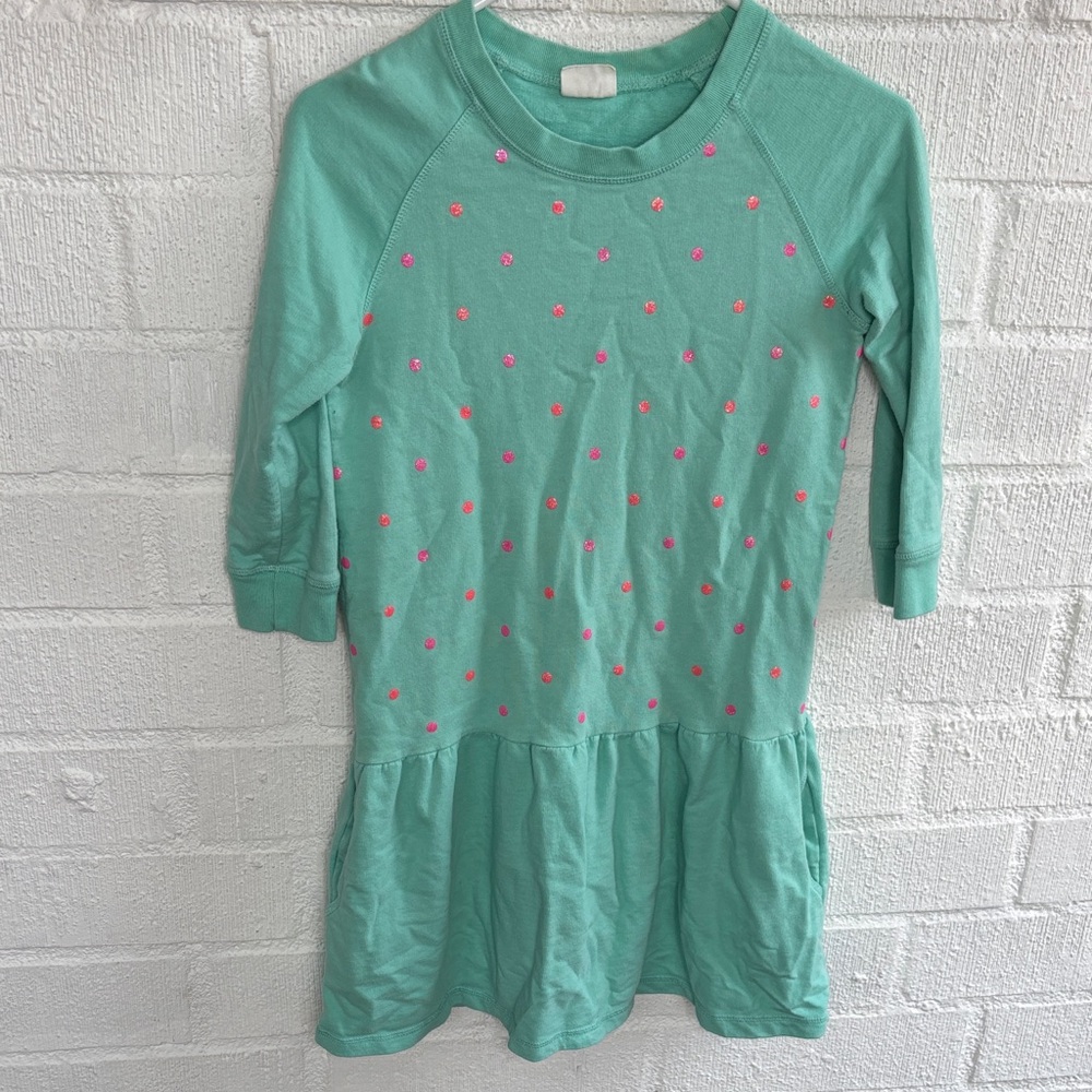 Crazy 8 Polka Dot Aqua Cotton Pocket Dress sz XL/14
